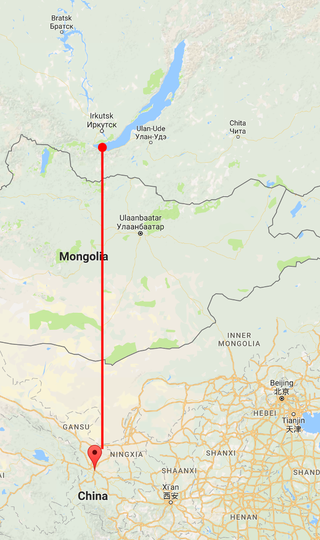 The 1,000-mile pipeline would extend from the southern tip of Lake Baikal to Lanzhou in Gansu province. (Image: Google Maps)